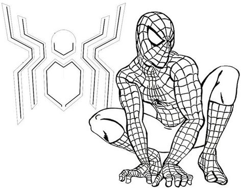 spider man   home coloring page  fans peace gesture