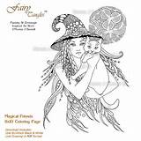 Coloring Witch Adult Cat 8x10 Book Witches Pages Halloween Fairy Printable Sheets Burnell Magical Norma Tangles Friends Cats Sheet Zentangle sketch template