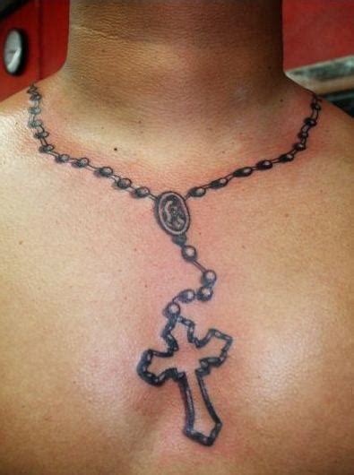 Religious Rosary Tattoos On Chest