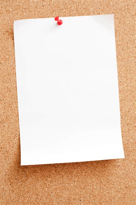 image  blank white note paper pinned  cork board freebie