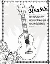 Ukulele Coloring Music Ukelele Hawaii Sheet Sheets Pages Hawaiian Instrument Tips Worksheets Activities Stringed Drawing Color Guitar Poster Mini Colouring sketch template