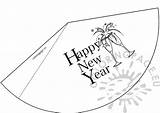 Year Party Coloring Happy Hat Pages Hats Print Popular sketch template