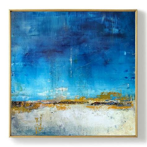 Original Blue Sky Abstract Painting Sea Level Abstract Oil