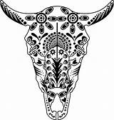 Skull Coloring Ox Clipart Transparent Longhorn Boho Drawing Webstockreview sketch template