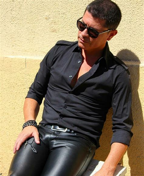 masculine beauty leather edition leather jeans men skinny leather