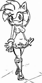 Amy Rose Coloring Sketch Walking Wecoloringpage Pages sketch template