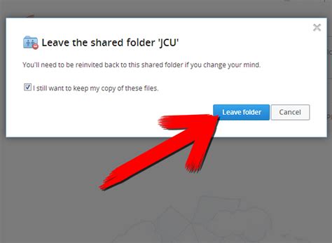 leave  shared folder  dropbox  steps  pictures