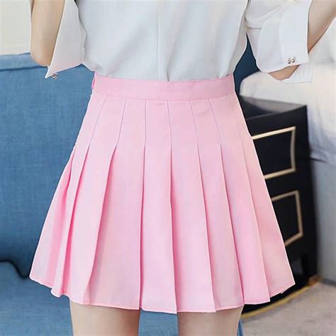 discount pink pleated satin pink summer high waist pleated mini skirt