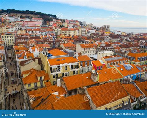 baixa district lisbon portugal editorial image image  roofs walking