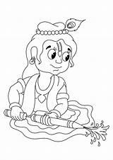 Krishna Kids Coloring Drawing Pages Janmashtami Shri Pencil Drawings Little Sketch Party Printable Lord Happy Playing Cute Line Corner Gulati sketch template
