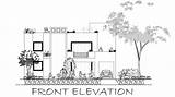 Elevation Front Balcony House Small Template Double sketch template
