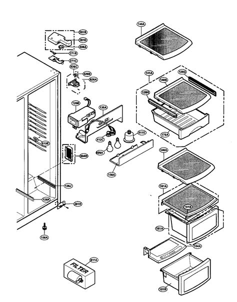 refrigerator compartment diagram parts list  model lsctt lg parts refrigerator parts
