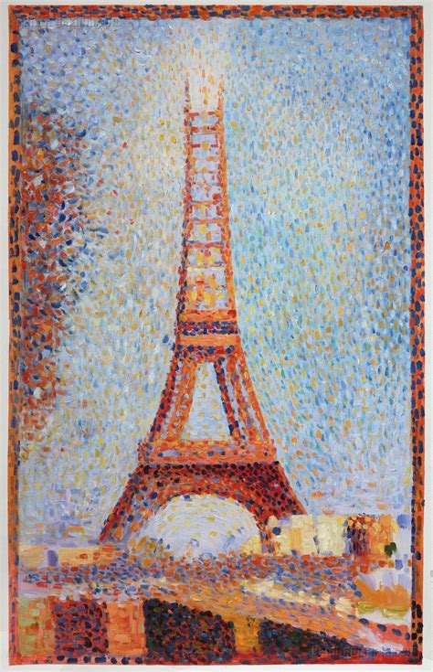 La Tour Eiffel George Seurat Peint à La Main Peinture à Etsy