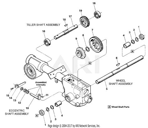 troy bilt   hp roto tiller  parts diagram  tiller shaft assembly