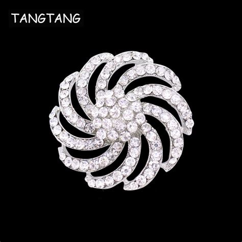 Tangtang Wreath Wedding Brooch For Woman Rhodium Plated Clear