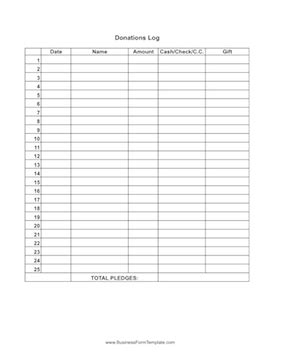 excel donation list template