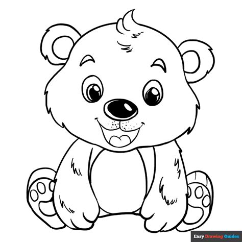 baby bear coloring page easy drawing guides