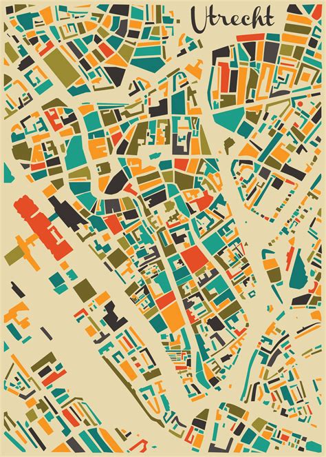 utrecht map autumn mosaic stadskaart poster kaarten