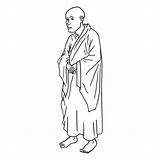 Monk Shaolin Buddhist sketch template