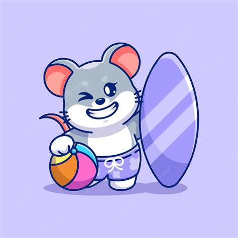 premium vector cute mouse summer icon illustration