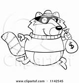 Raccoon Bank Clipart Robbing Coloring Cartoon Cory Thoman Vector Outlined Royalty Stealing Money 2021 sketch template