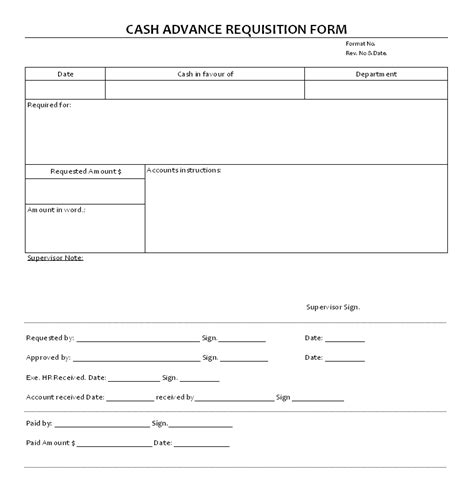 cash advance requisition documents