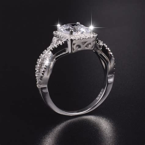 promotion  real solid   sterling silver wedding ring jewelry  women ct simulated