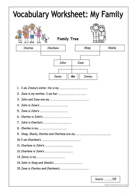 vocabulary worksheet my family easy worksheet free esl printable