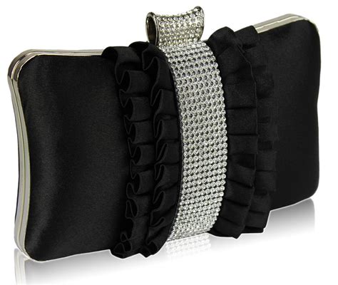 wholesale gorgeous black crystal strip clutch evening bag