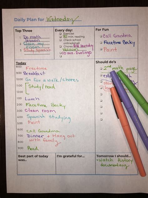 printable daily planner  teens  tweens nourishing tweens