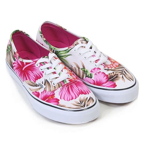 Vans Authentic Mens Hawaiian Floral White Skate Shoes Size