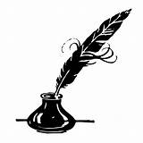 Feather Ink Quill Clipart Plume Public Icon Domain Write La sketch template