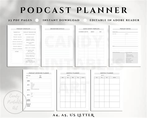 podcast planner template editable podcast worksheet podcast etsy