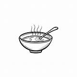 Soup Miso Vector Drawn Bowl Icon Hand Hot Sketch Illustrations Doodle Outline Stock Infographics Isolated Mobile Illustration Web Print Background sketch template
