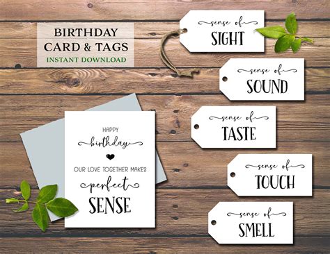 senses gift tags card  senses birthday gift etsy gift tag