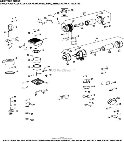 kohler ch  gardner  hp  kw parts diagram  air intake group