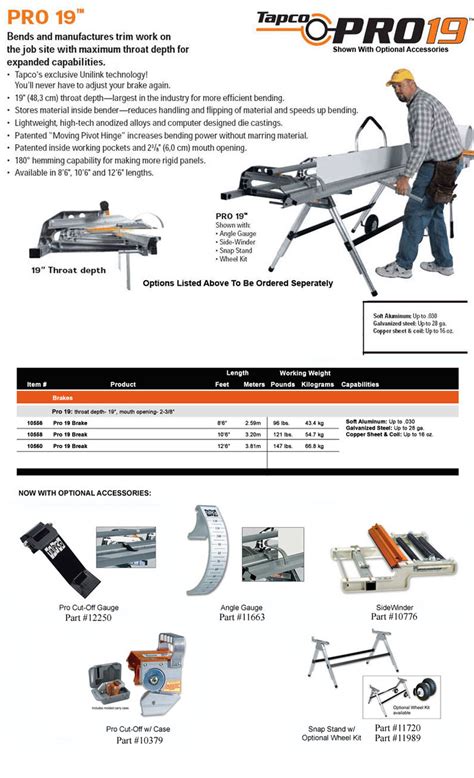 tapco  pro  series siding brake  industrial ladder supply