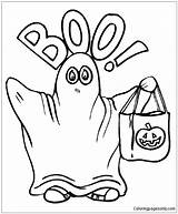 Boo Coloring Ghost Pages Kids Halloween Color sketch template