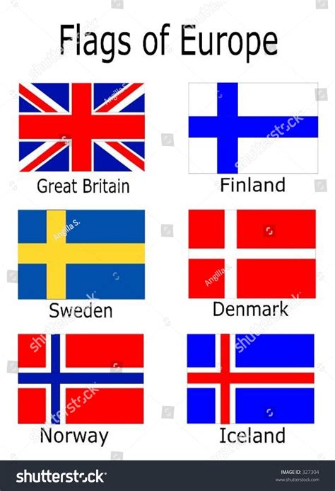 flags europe great britain finland sweden stock vector
