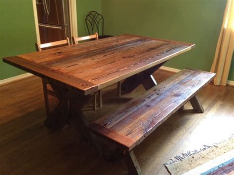 reclaimed barnwood dining table cross leg traditional