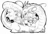 Spirited Ghibli Chihiro Viaje Haku sketch template