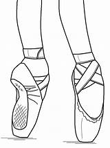 Pointe Shoe Shoes Drawing Coloring Pages Getdrawings sketch template