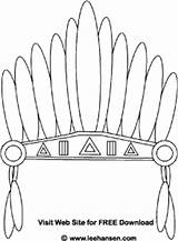Headdress Coloring Native American Printable Pages Head Indian Template Color Dress Drawing Hat Feather Headband Feathers Hats Heritage Costume Kids sketch template