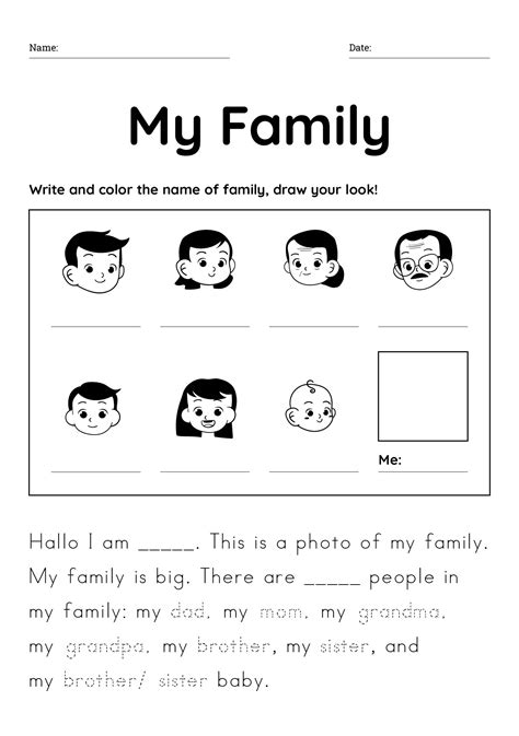 family theme preschool coloring pages