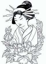Geisha Culture Coloringpagesfortoddlers Japonais Chinois Gueisha Getcolorings sketch template