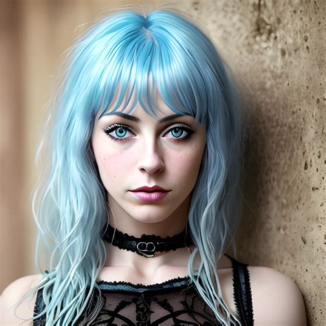 Woman Solo Stripper Light Blue Hair Dark Blue Eyes Detailed