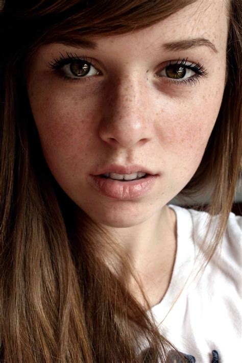 women portrait brown eyes freckles model brunette looking at