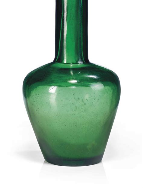 A Green Glass Bottle Vase Jiaqing Incised Four Character