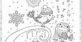 Birds Winter Coloring Pages Singing Continue Adults sketch template