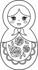 Doll Coloring Matryoshka Clip Pages Colouring Sweetclipart Babushka sketch template